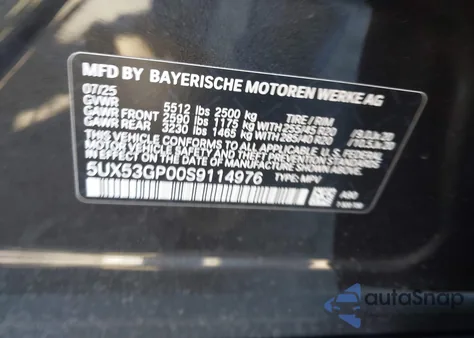 2025 BMW X3 30 xDrive z USA, uszkodzony, nr VIN 5UX53GP00S9114976